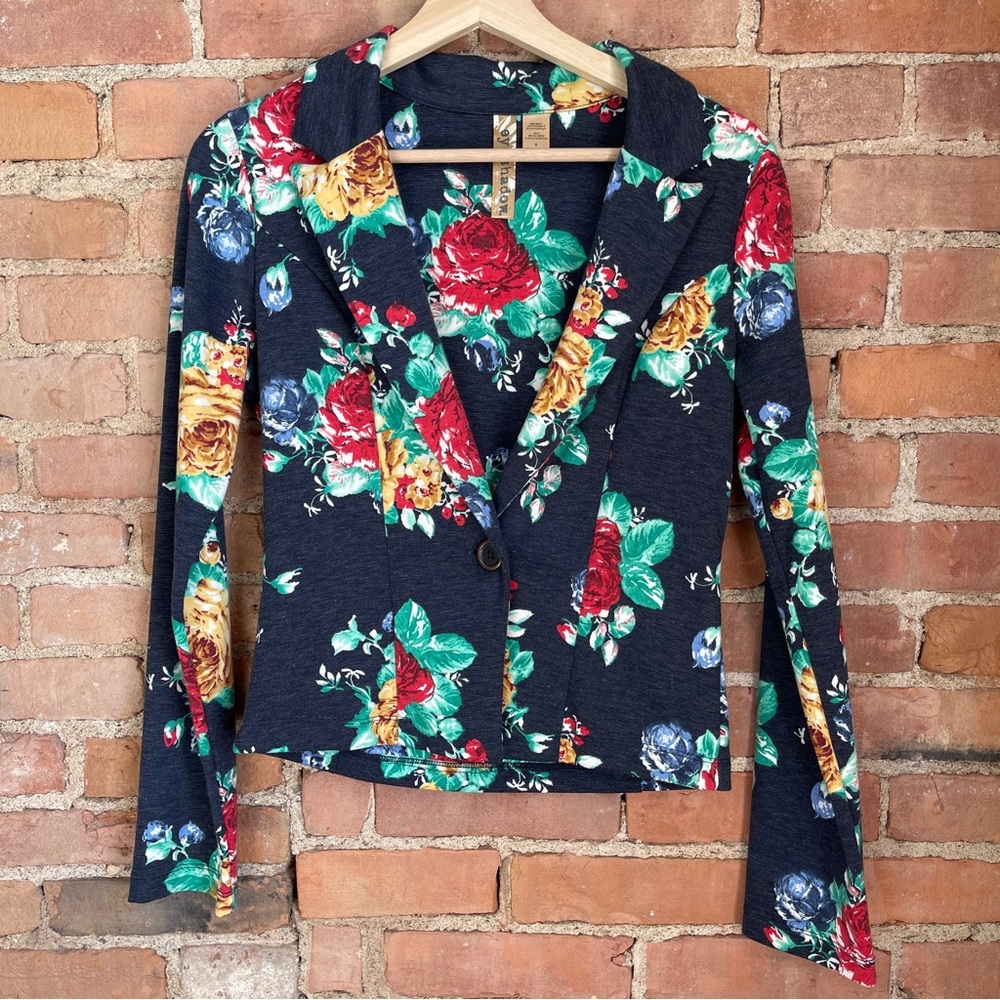 Eyeshadow Floral Medium Stretch Blue Blazer | Size S